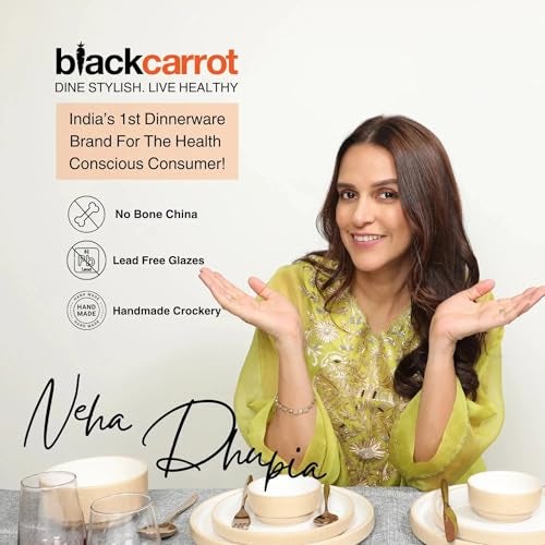 BLACKCARROT Ceramic Bowl Set of 6 | Microwave & Dishwasher Safe | Pattern : Beige & White | Ideal for Snacks, Soup, Rice, Dal, Curries, Sabji - Image 4