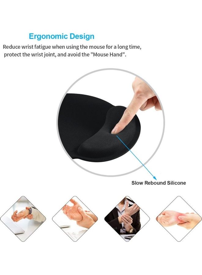 TONOS Ergonomic Mouse Pad 3 Pack with Wrist Rest Support, Round Gaming Mousepad with Smooth Surface & Non-Slip Rubber Base for Computer, Laptop, Office, Comfortable Memory Foam for Wrist Cushion - Image 3