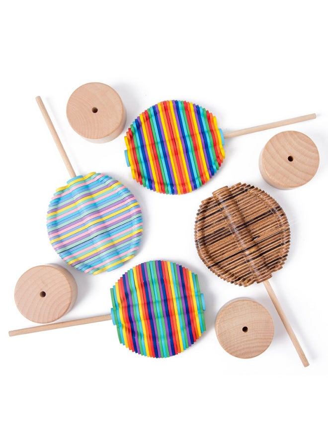 Direct Supply Wooden Rotating Lollipop Fisher Series Wooden Creative Art Exotic Creative Decompression Toys-Color:Colored Leaves - Image 4