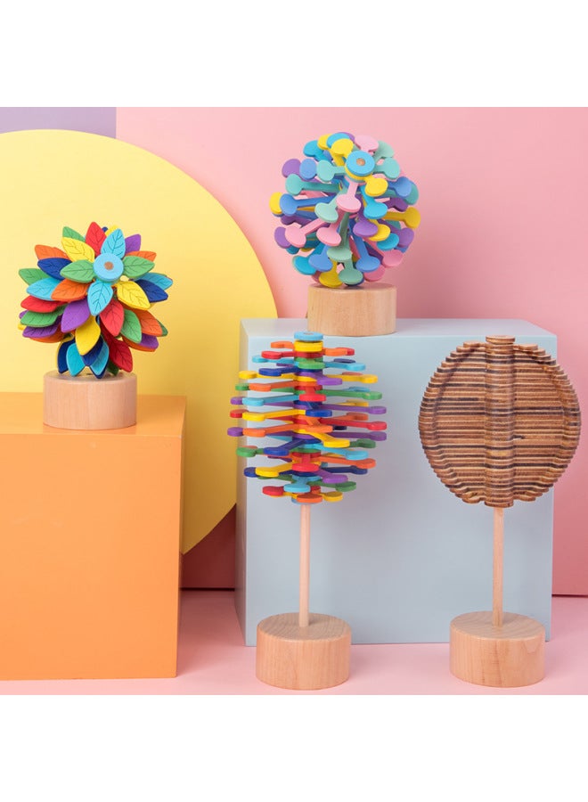 Direct Supply Wooden Rotating Lollipop Fisher Series Wooden Creative Art Exotic Creative Decompression Toys-Color:Colored Leaves - Image 3