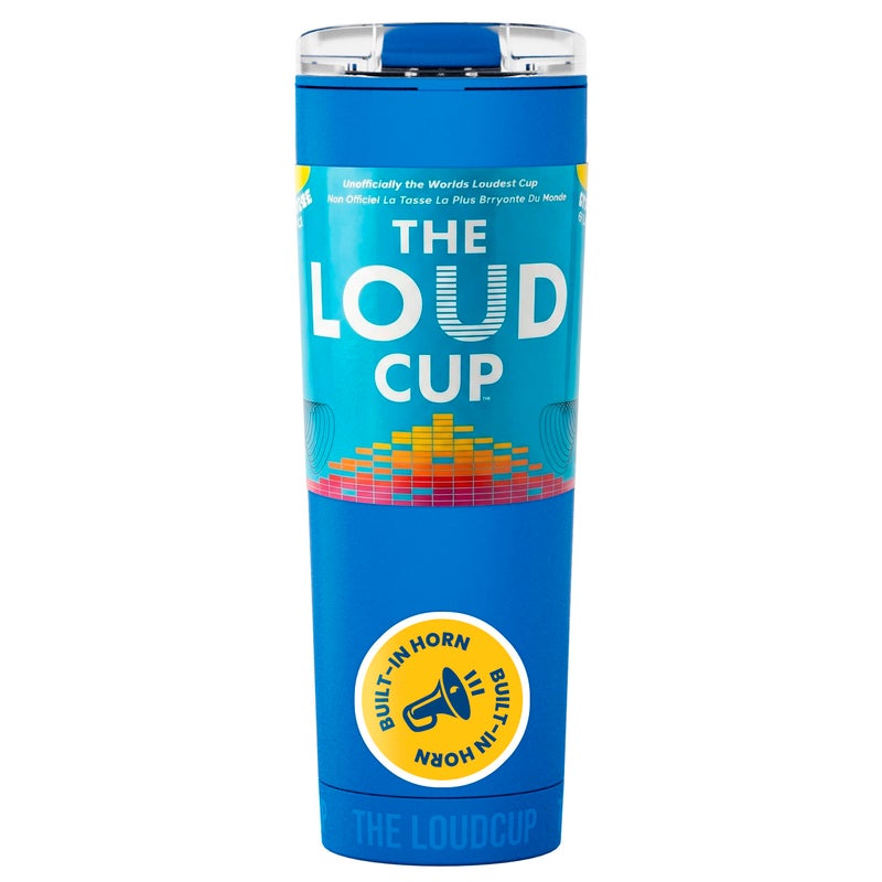 Loud Cup The LoudCup Blow Horn Tumbler, Cheer & Sip 2-in-1 Reusable Water Bottle with Built-In Horn for Sports Games, Tailgates, Parties & Events, BPA-Free, 23 oz, Marlin Blue - Image 1