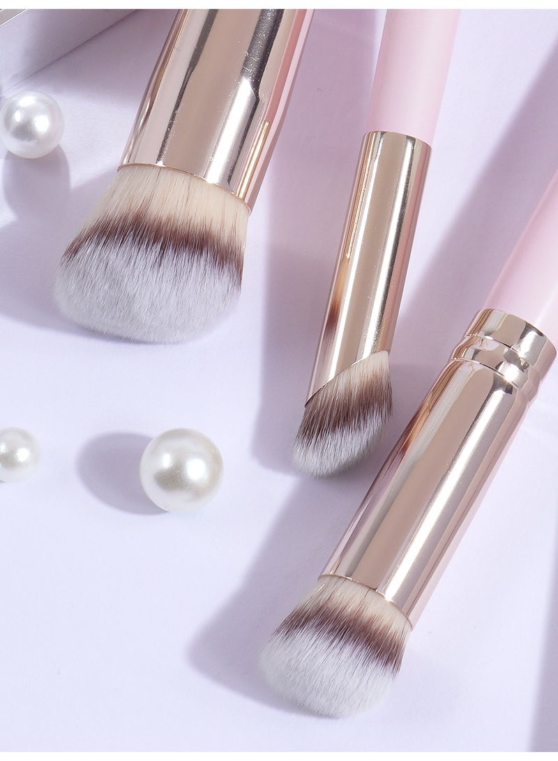 MAANGE Face Makeup Beauty Tool Kit, 3pcs Professional Makeup Brushes 2pcs Powder Puff With Strap, Complete Function Makeup Beauty Accessories For Women,Pink - Image 5