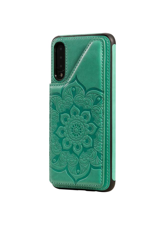 اس-توب جراب لهاتف Samsung Galaxy A50، جراب واقٍ مقاوم للصدمات بنقشة زهور مع حامل وفتحات للبطاقات وإطار للصور - Image 2