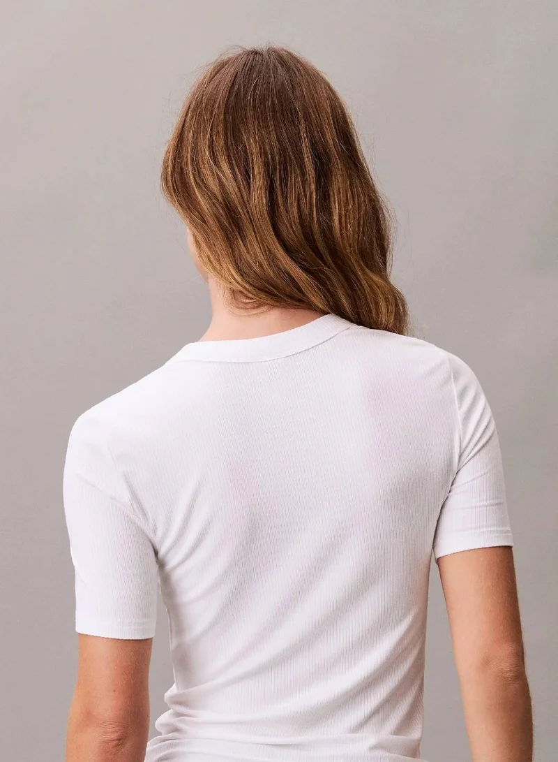 Calvin Klein Jeans Brilliant White CK Logo Modal Stretch Classic Tee for Women | Best Price UAE