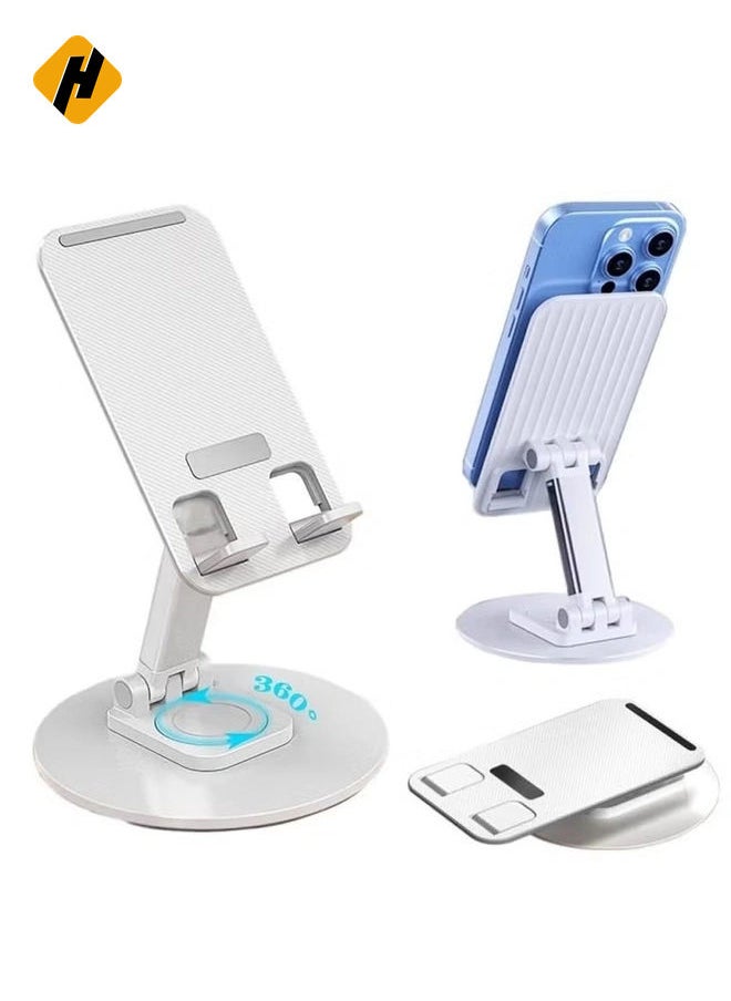 HuHa Portable Foldable Phone Stand, 360 Degree Rotation, Height Adjustable, Cell Phone Holder - White  - Image 1