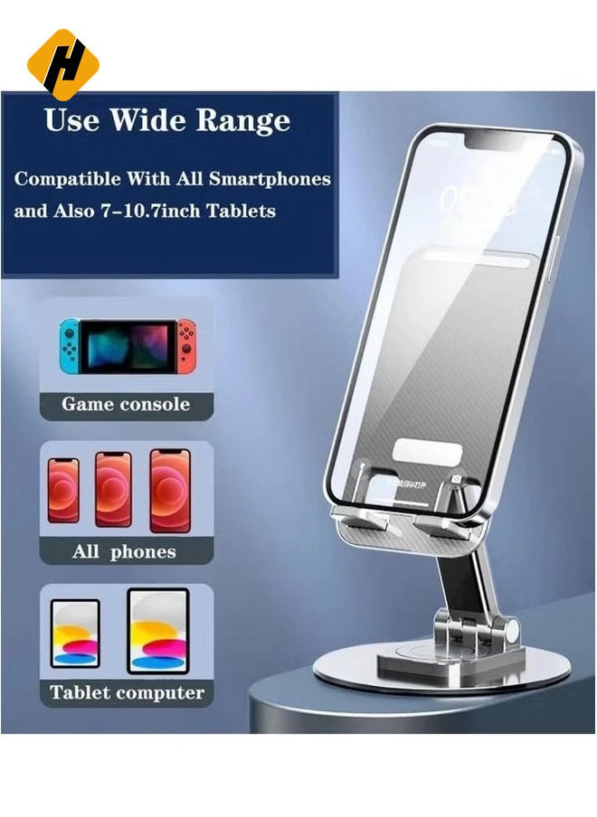 HuHa Portable Foldable Phone Stand, 360 Degree Rotation, Height Adjustable, Cell Phone Holder - White  - Image 2