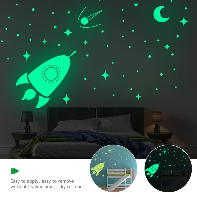 2 Sets Wall Sticker Stars Spaceship Wall Decals Kids Room Sticker - Image 4