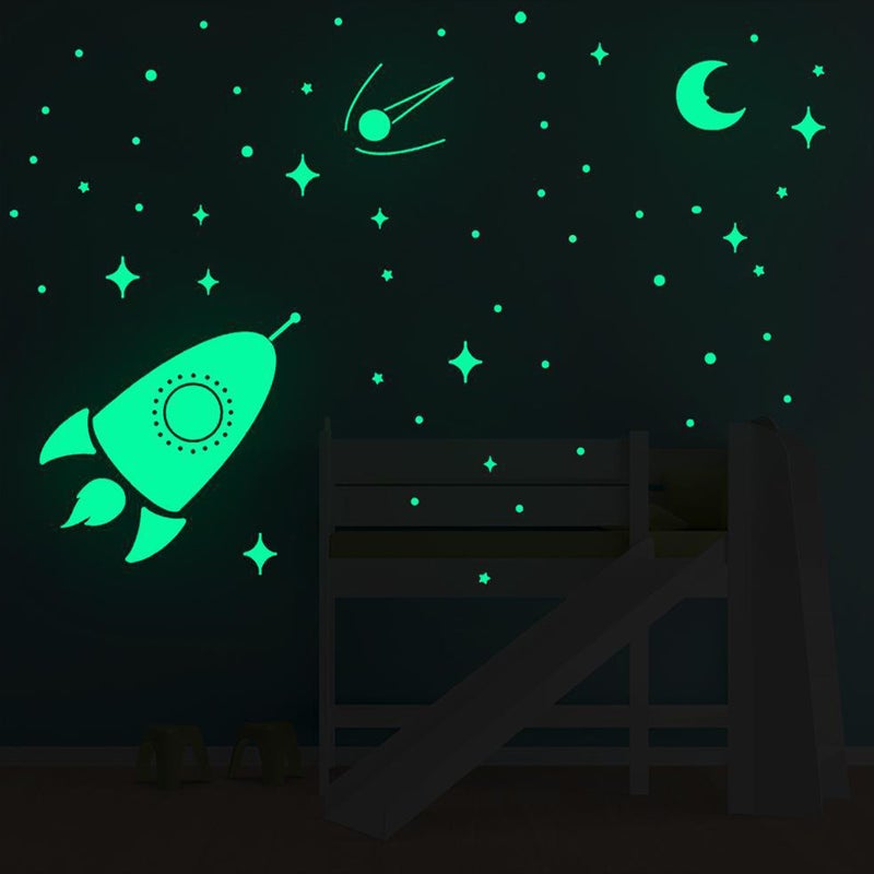 2 Sets Wall Sticker Stars Spaceship Wall Decals Kids Room Sticker - Image 2