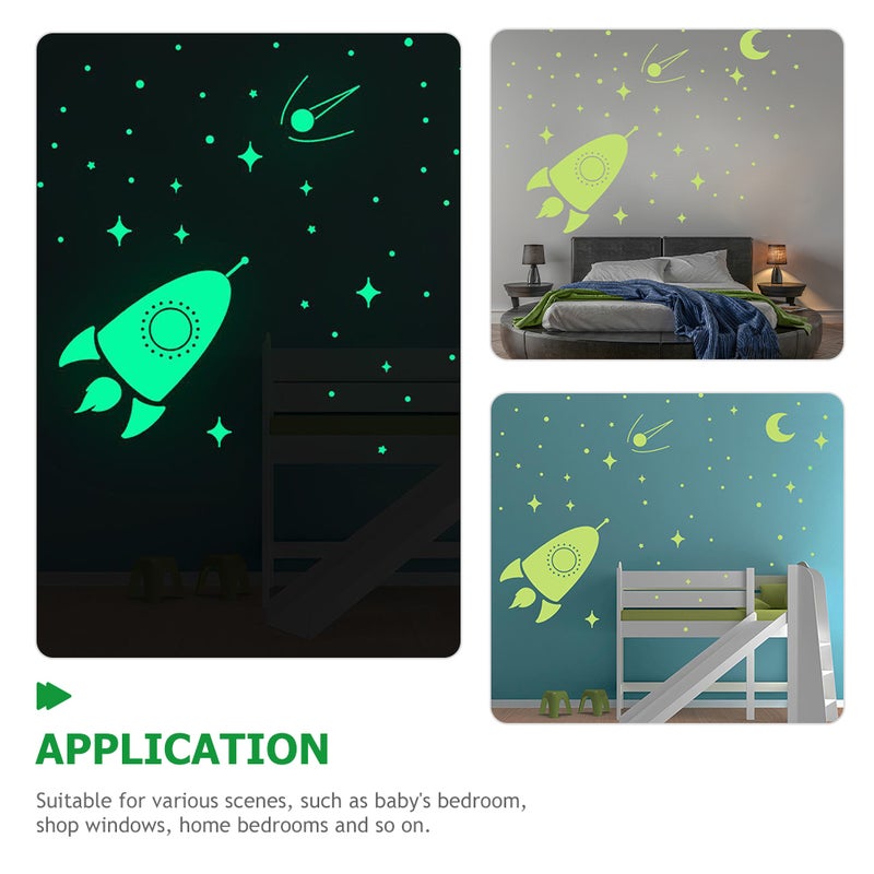 2 Sets Wall Sticker Stars Spaceship Wall Decals Kids Room Sticker - Image 5