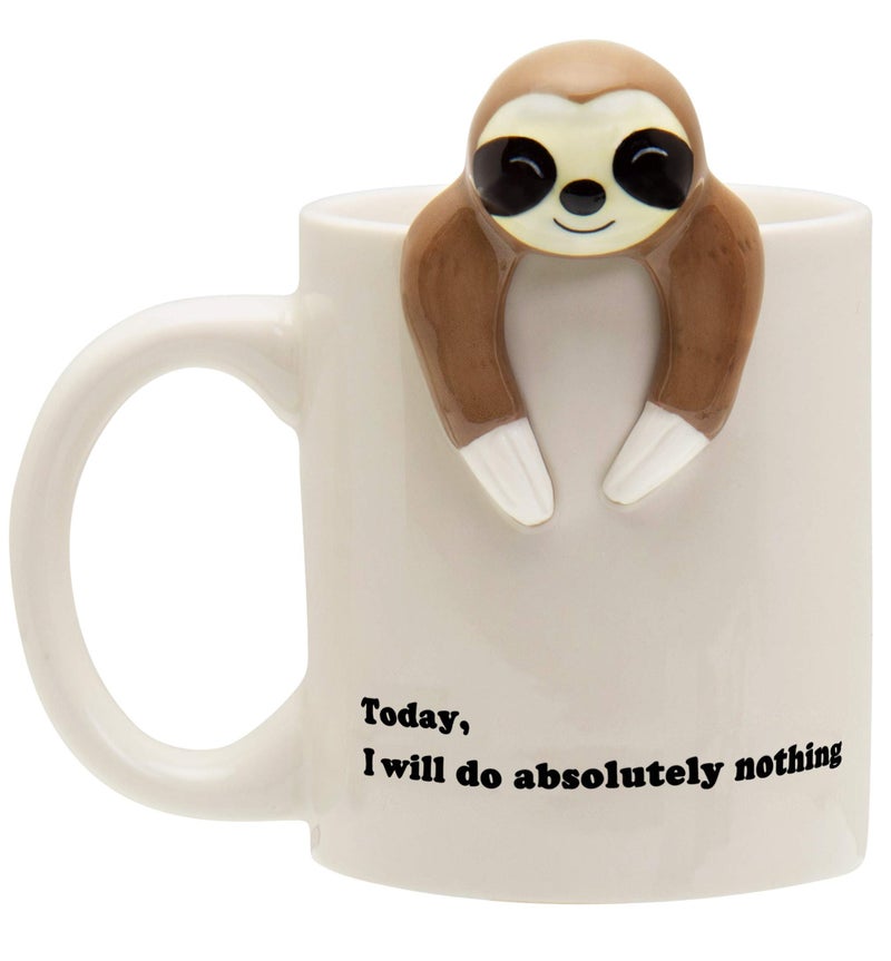 Decodyne Funny Sloth Coffee Mug  Cute Sloth Gifts For Coworkers Women  Men  White Elephant Gifts for Adults Funny Office Present