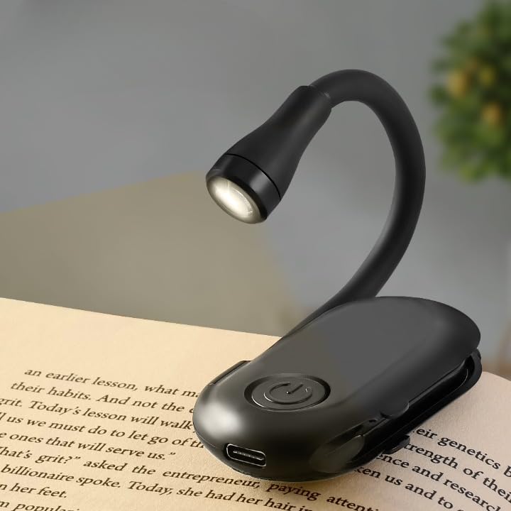 Gesto Rechargeable Book Reading Light with Clip – 3 Color Changing Light for Reading in Bed | 80 Hours Runtime | Flexible Goose Neck Clip on Book Light for Book Lovers - Image 1
