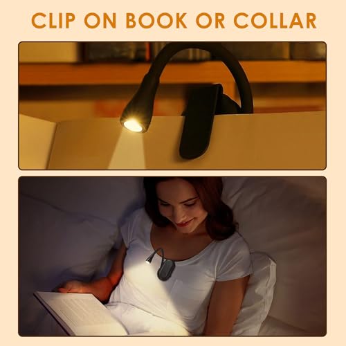 Gesto Rechargeable Book Reading Light with Clip – 3 Color Changing Light for Reading in Bed | 80 Hours Runtime | Flexible Goose Neck Clip on Book Light for Book Lovers - Image 4