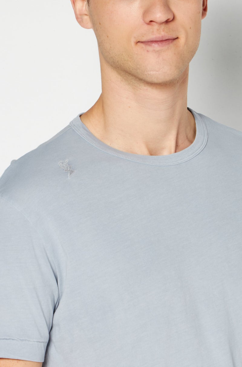 DIESEL تي شيرت رجالي سادة بأكمام قصيرة ورقبة دائرية، رمادي - Image 2