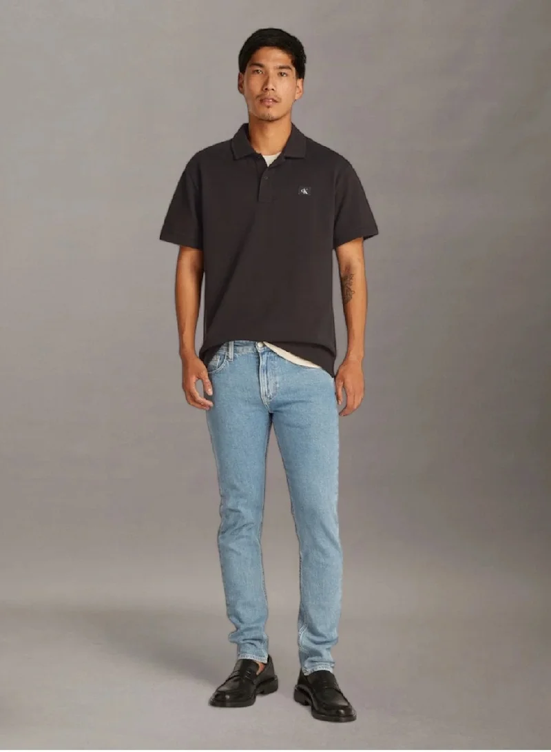 Calvin Klein Jeans Ck Black Monogram Label Polo Shirt for Men | Best Price UAE