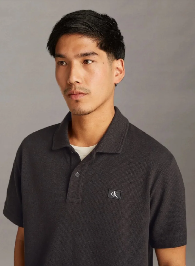 Calvin Klein Jeans Ck Black Monogram Label Polo Shirt for Men | Best Price UAE
