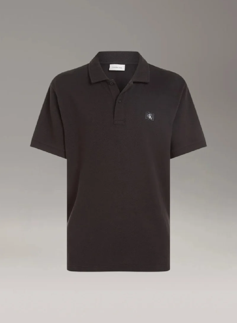 Calvin Klein Jeans Ck Black Monogram Label Polo Shirt for Men | Best Price UAE