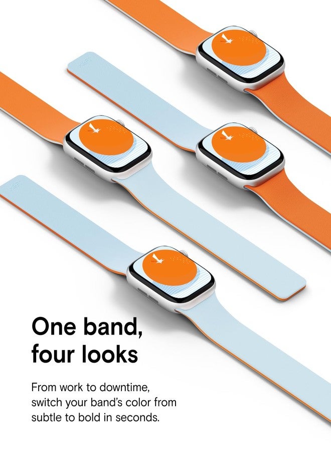 MOFT Snap Duo Watch Bands Compatible with Apple Watch,Quick Magnetic Wear,Duo-Color&Soft Silicone,iWatch Bands for Ultra 3/2/1,Series 11/10/9/8/7/SE/6/5/4/3/2/1,42/44/45/46/49mm,Wake OrangexSwell Blue - Image 2