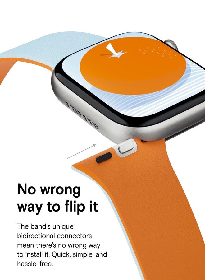 MOFT Snap Duo Watch Bands Compatible with Apple Watch,Quick Magnetic Wear,Duo-Color&Soft Silicone,iWatch Bands for Ultra 3/2/1,Series 11/10/9/8/7/SE/6/5/4/3/2/1,42/44/45/46/49mm,Wake OrangexSwell Blue - Image 3
