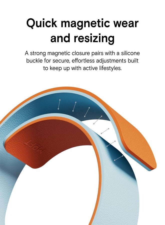 MOFT Snap Duo Watch Bands Compatible with Apple Watch,Quick Magnetic Wear,Duo-Color&Soft Silicone,iWatch Bands for Ultra 3/2/1,Series 11/10/9/8/7/SE/6/5/4/3/2/1,42/44/45/46/49mm,Wake OrangexSwell Blue - Image 4