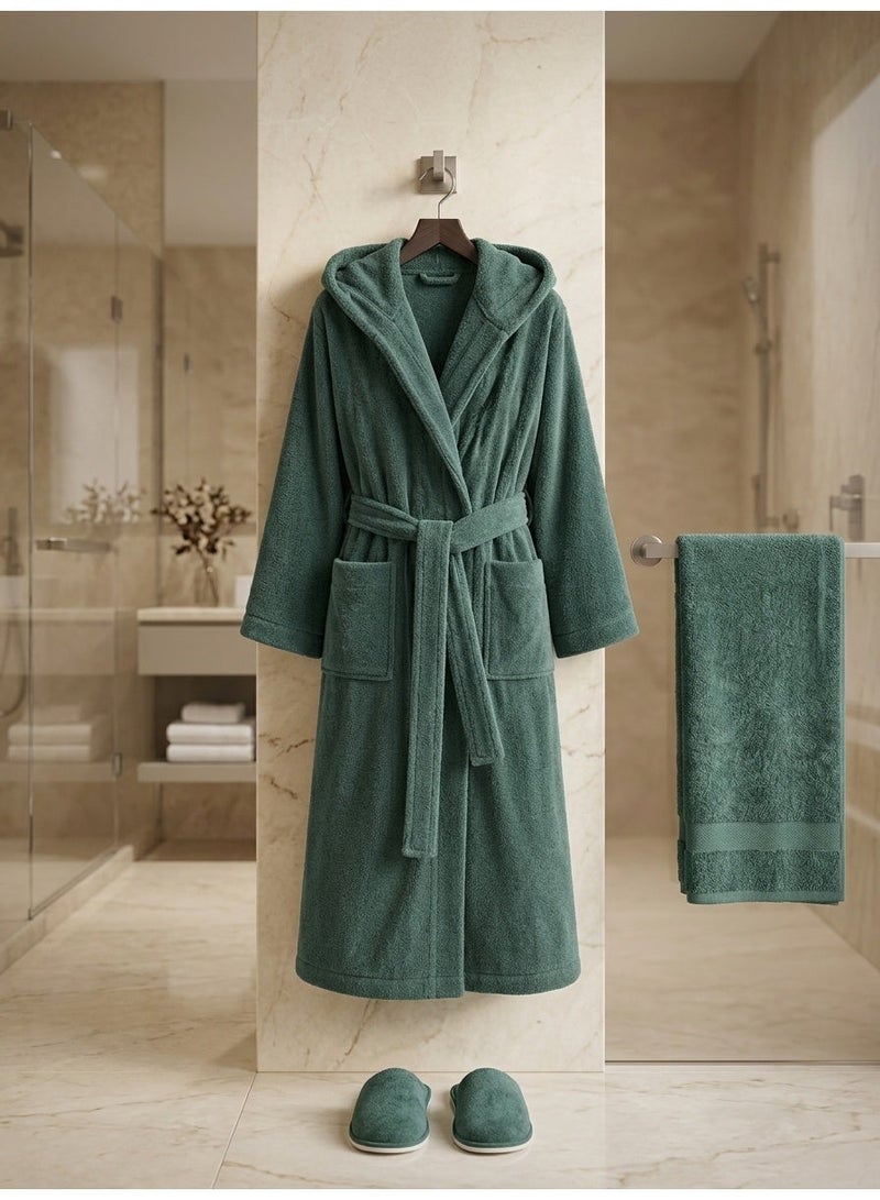 TM HOME Luxury Hotel Bath Robe Hoddies   + Towel 100*50 + Slipper with Luxury Box – 100% Egyptian Cotton – Elegant Color – Ultra-Soft, Highly Absorbent & Premium Quality for Home, Spa & Hotels - Image 1