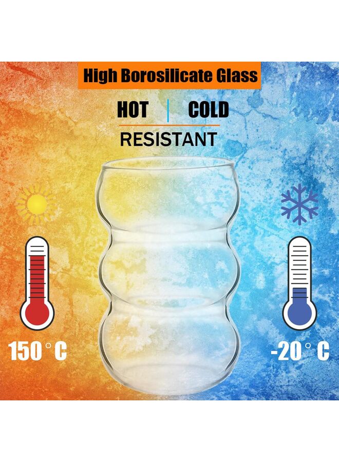 18.6 oz Drinking Glasses Straws and Wave Shape Bubble Glass Cups Set of 8, Iced Coffee Glasses for Beer, Cocktail, Water Cups with Gift 1 Cleaning Brushes - Image 2