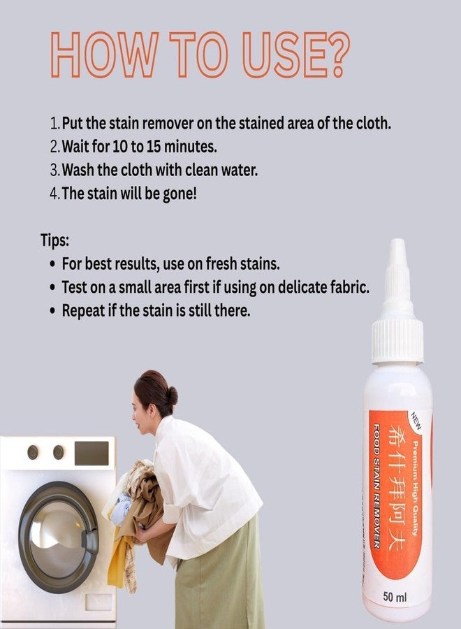 ABTER Food Stain Remover 50ML - Fast-Acting Fabric Cleaner for Removing Tea, Coffee, Juice, Sauce, Makeup & Ink Stains from Clothes and Upholstery - Image 5