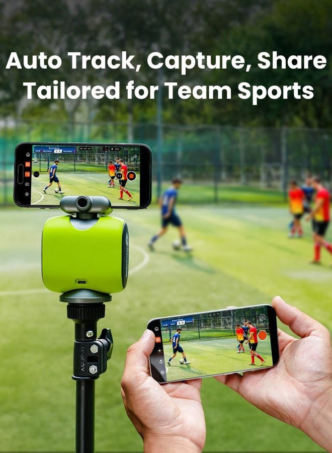 XbotGo Chameleon AI Auto Sports Action Camera - 4K 60FPS Soccer Camera and Basketball Tracking Camera for Team Sports, Live Streaming, No Subscription, Works with iOS & Android (Lemon Green) - Image 2