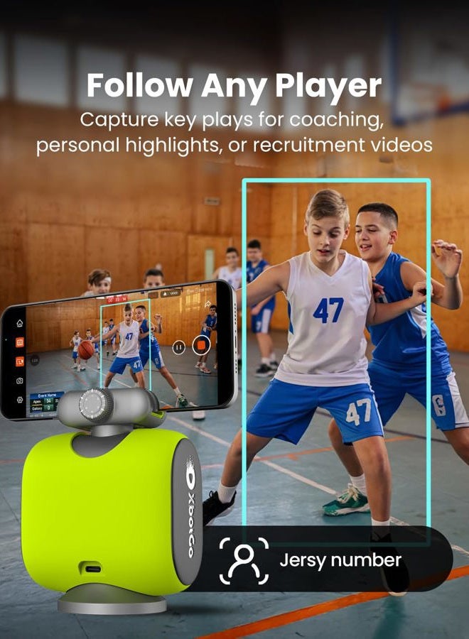 XbotGo Chameleon AI Auto Sports Action Camera - 4K 60FPS Soccer Camera and Basketball Tracking Camera for Team Sports, Live Streaming, No Subscription, Works with iOS & Android (Lemon Green) - Image 3