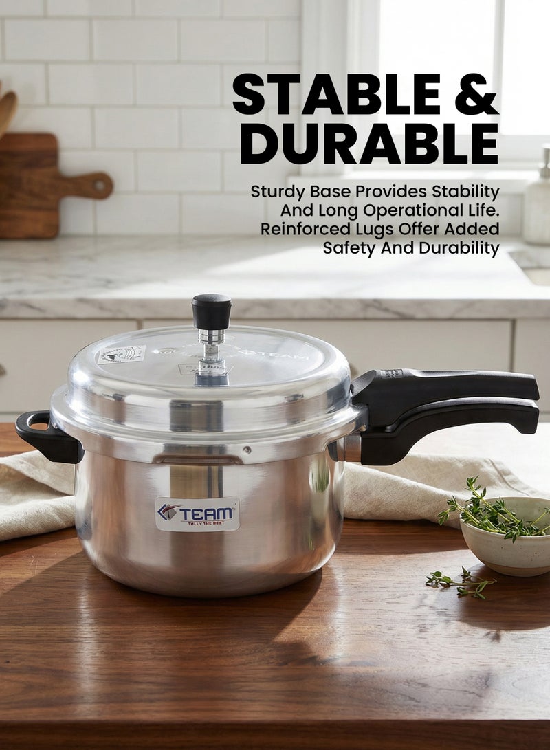 TEAM Pressure Cooker 7.5 Liter – Heavy‑Duty Aluminium Cooker with Bakelite Handle, Anti‑Spill Lid, Whistle Valve, Fast Cooking – Gas & Electric Stove Compatible - Image 4