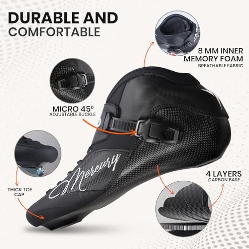 JASPO Mercury Inline Speed Skates for Kids, Teens, Adults – High-Performance Carbon Fiber Professional Racing Skates, ABEC- 9 Bearings, Durable Aluminum Frame (Mercury, UK-2 (8.86 Inches, 22.5 cms)) - Image 2