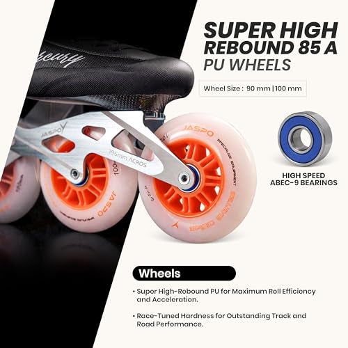 JASPO Mercury Inline Speed Skates for Kids, Teens, Adults – High-Performance Carbon Fiber Professional Racing Skates, ABEC- 9 Bearings, Durable Aluminum Frame (Mercury, UK-2 (8.86 Inches, 22.5 cms)) - Image 4