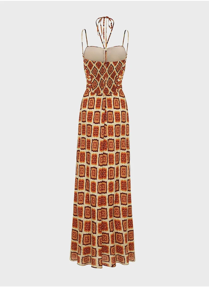 نوكتورن Patterned Cut Out Strappy Dress