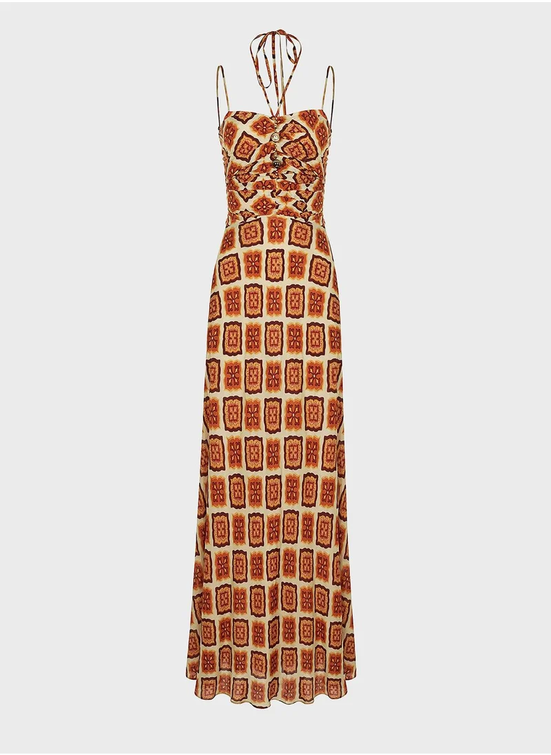 نوكتورن Patterned Cut Out Strappy Dress