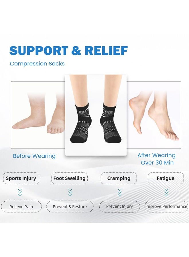 IRAMY Ankle Compression Socks for Women Men Coolmax Moisture Wicking Socks Plantar Fasciitis Relief 3/5 Pairs, White(3 Packs), M - Image 5