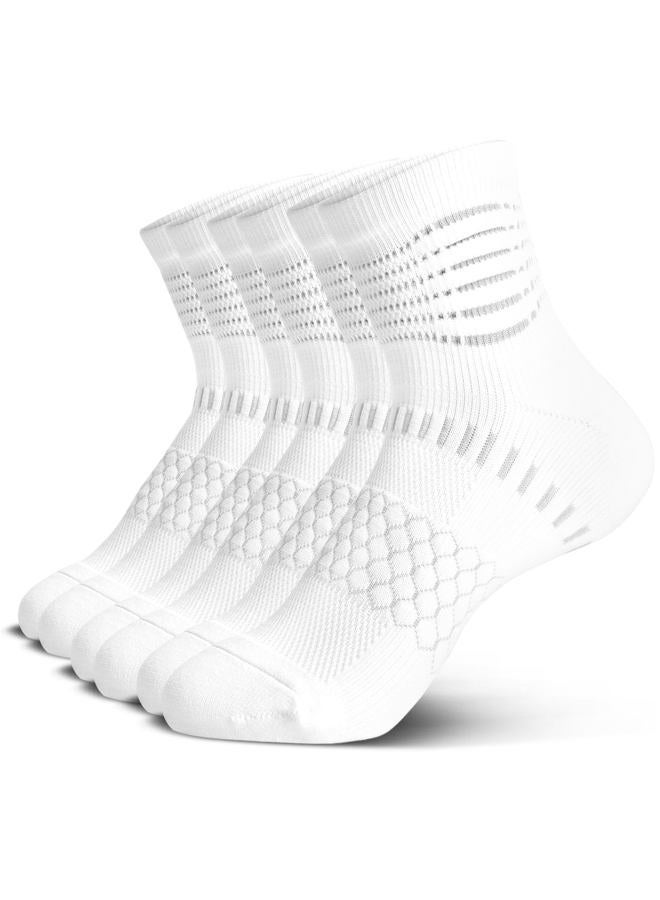 IRAMY Ankle Compression Socks for Women Men Coolmax Moisture Wicking Socks Plantar Fasciitis Relief 3/5 Pairs, White(3 Packs), M - Image 1