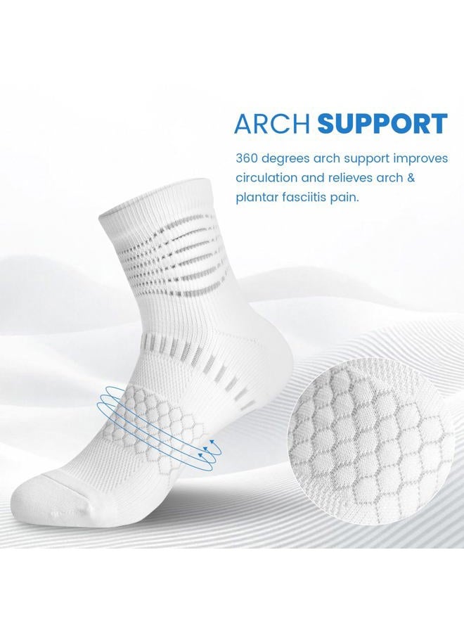 IRAMY Ankle Compression Socks for Women Men Coolmax Moisture Wicking Socks Plantar Fasciitis Relief 3/5 Pairs, White(3 Packs), M - Image 2