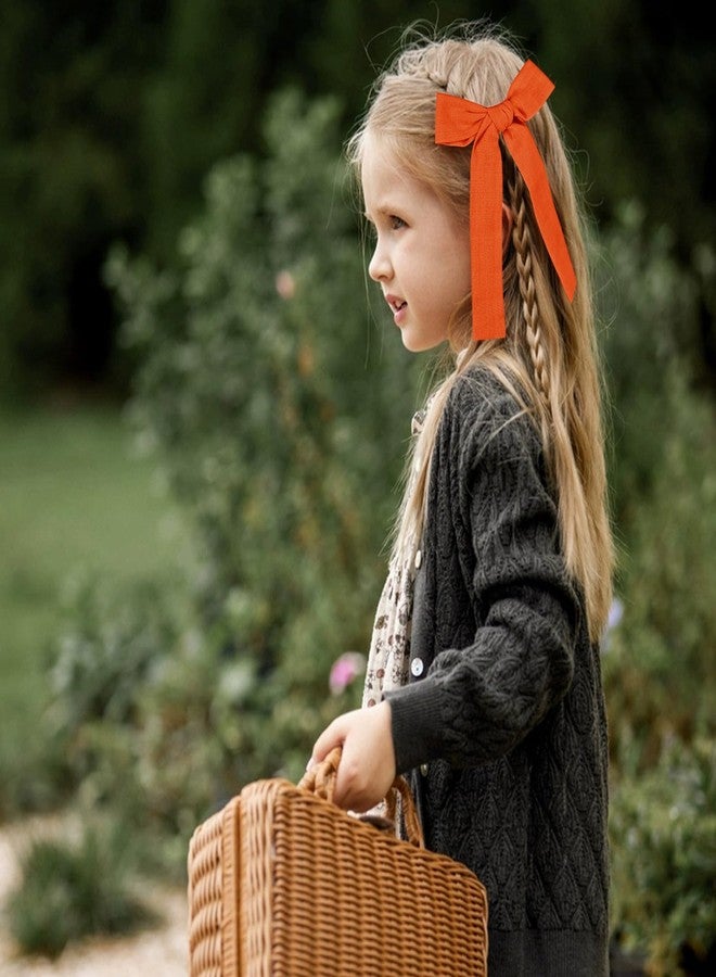 Miroksh أقواس شعر قطنية كتان برتقالية حمراء 5 بوصة مشابك شعر تمساح بارتيه للنساء والفتيات والأطفال زينة ملابس خريفية هدايا عيد الشكر - Image 4