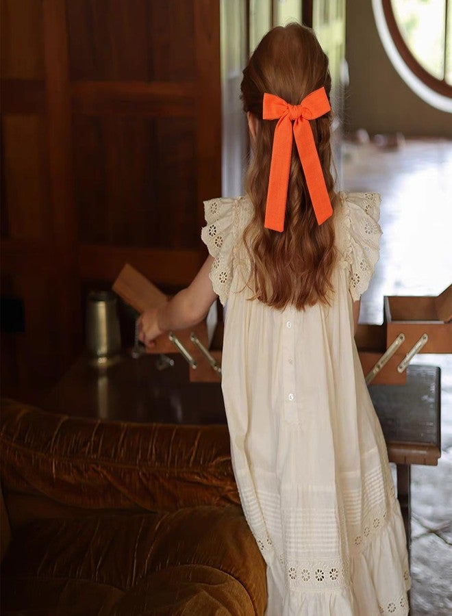 Miroksh أقواس شعر قطنية كتان برتقالية حمراء 5 بوصة مشابك شعر تمساح بارتيه للنساء والفتيات والأطفال زينة ملابس خريفية هدايا عيد الشكر - Image 3