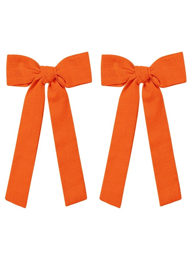 Miroksh أقواس شعر قطنية كتان برتقالية حمراء 5 بوصة مشابك شعر تمساح بارتيه للنساء والفتيات والأطفال زينة ملابس خريفية هدايا عيد الشكر - Image 1