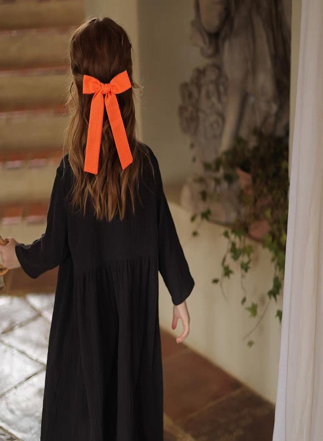 Miroksh أقواس شعر قطنية كتان برتقالية حمراء 5 بوصة مشابك شعر تمساح بارتيه للنساء والفتيات والأطفال زينة ملابس خريفية هدايا عيد الشكر - Image 5