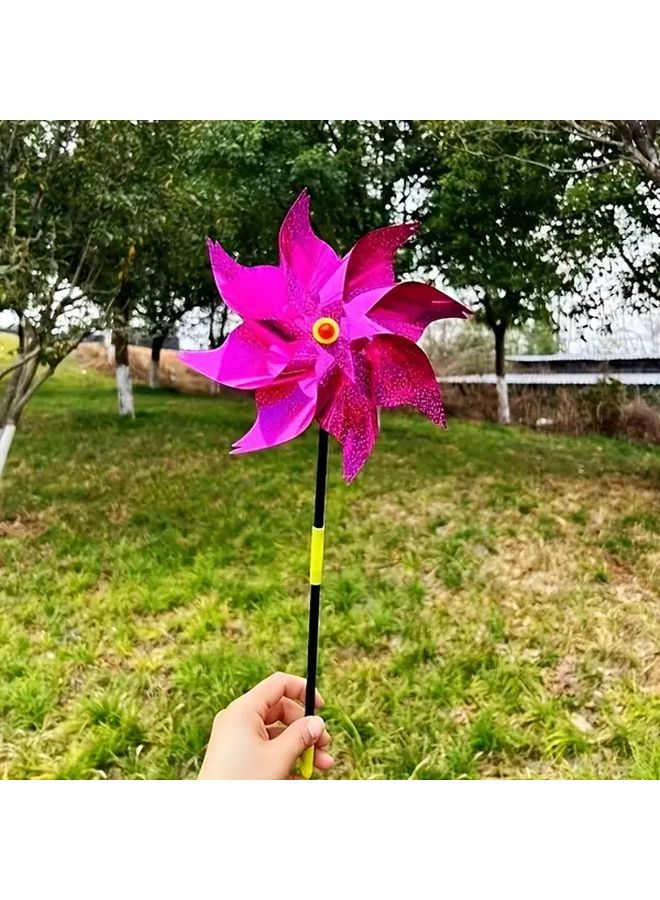 Green Sequin Octagonal Windmill Outdoor Handheld Toy for Garden Wedding Decor - Image 4