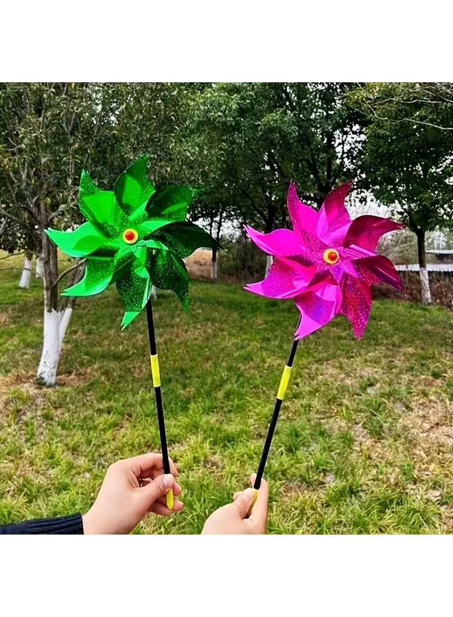 Green Sequin Octagonal Windmill Outdoor Handheld Toy for Garden Wedding Decor - Image 3