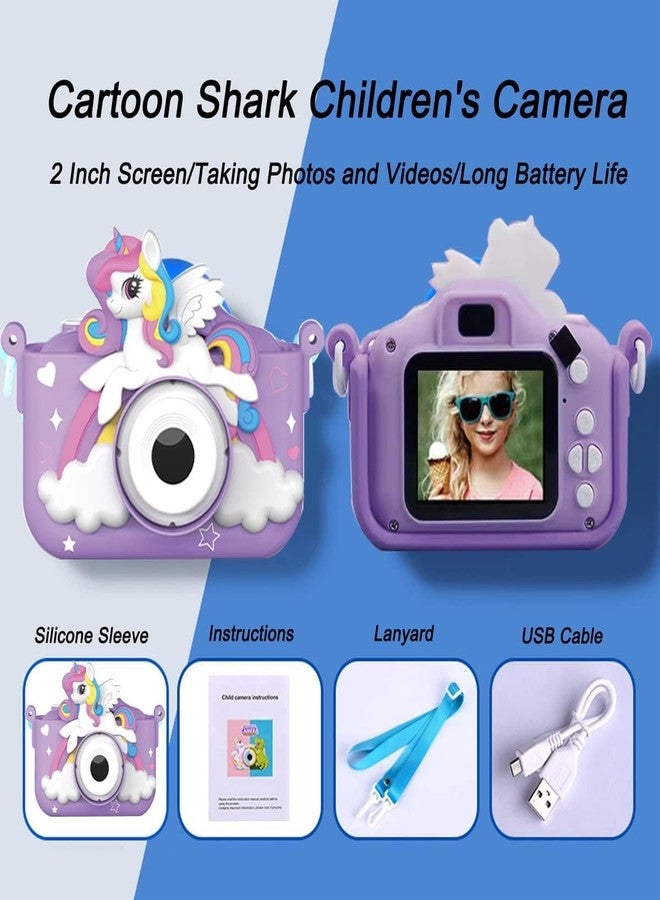 AUM ENTERPRISE Digital Camera Toys for Toddler Girls Boys 3-12 Years Christmas Birthday Gifts Video Players with Rainbocorn Design Soft Silicone Camera (Purple) - Image 3