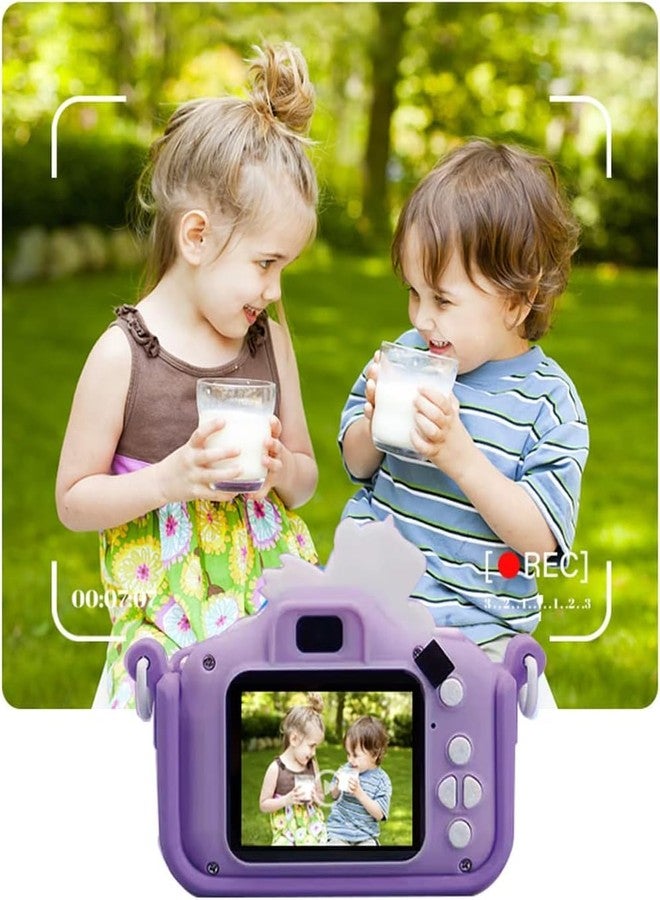 AUM ENTERPRISE Digital Camera Toys for Toddler Girls Boys 3-12 Years Christmas Birthday Gifts Video Players with Rainbocorn Design Soft Silicone Camera (Purple) - Image 4