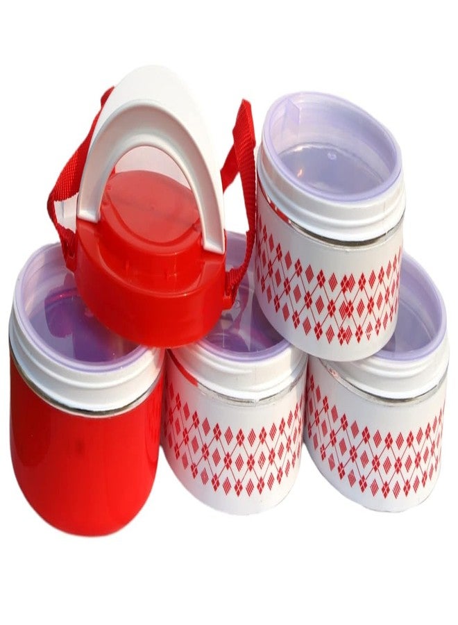 Twister 4 Layer Lunch Box Leak Proof Insulated Thermal Food Container with BPA Free Tiffin Box (Pack of 2) Color - Red - Image 2