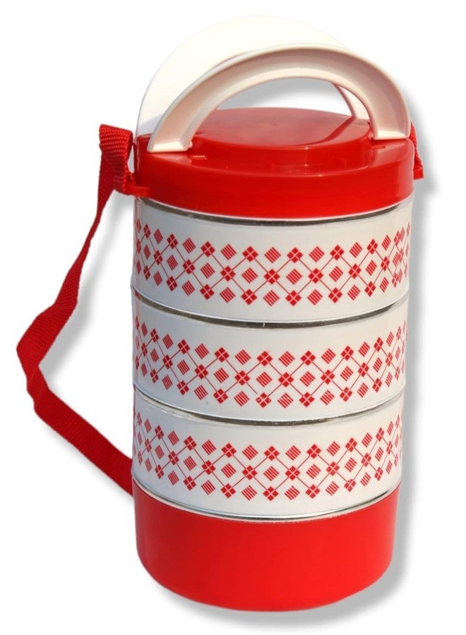 Twister 4 Layer Lunch Box Leak Proof Insulated Thermal Food Container with BPA Free Tiffin Box (Pack of 2) Color - Red - Image 3