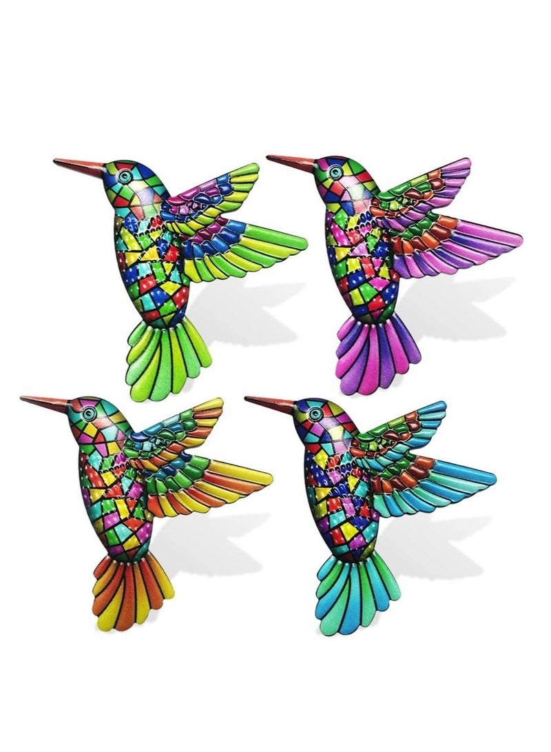 Metal Hummingbird Wall Decor, 4 Pack Metal Hummingbird Wall Decor, 3D Wall Art Hanging Sculpture for Bathroom Living Room Patio Fence, Living Room Bedroom Garden Patio Backyard - Image 1