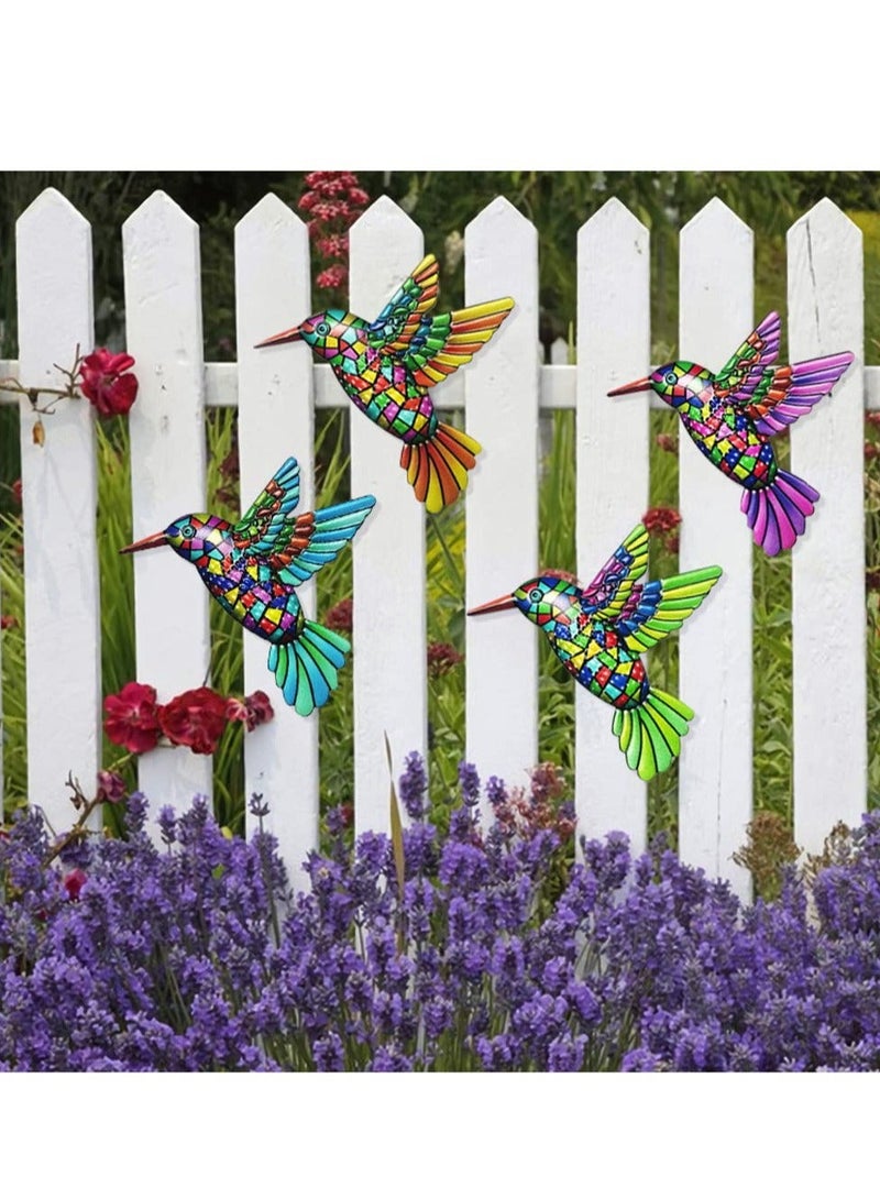 Metal Hummingbird Wall Decor, 4 Pack Metal Hummingbird Wall Decor, 3D Wall Art Hanging Sculpture for Bathroom Living Room Patio Fence, Living Room Bedroom Garden Patio Backyard - Image 3