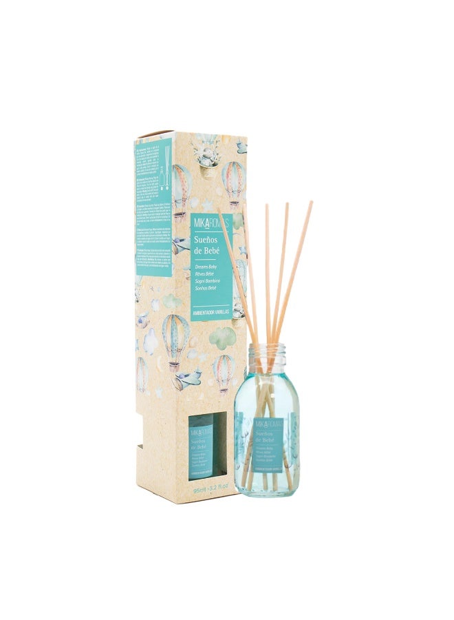 Mikaromas Reed Diffuser  Baby Dreams, 95ml | Long-Lasting Home Fragrance | Soft, Gentle & Soothing Aroma for Nurseries, Bedrooms & Living Spaces|Elegant Reed Diffuser for a Calm and Relaxing Ambience - Image 1