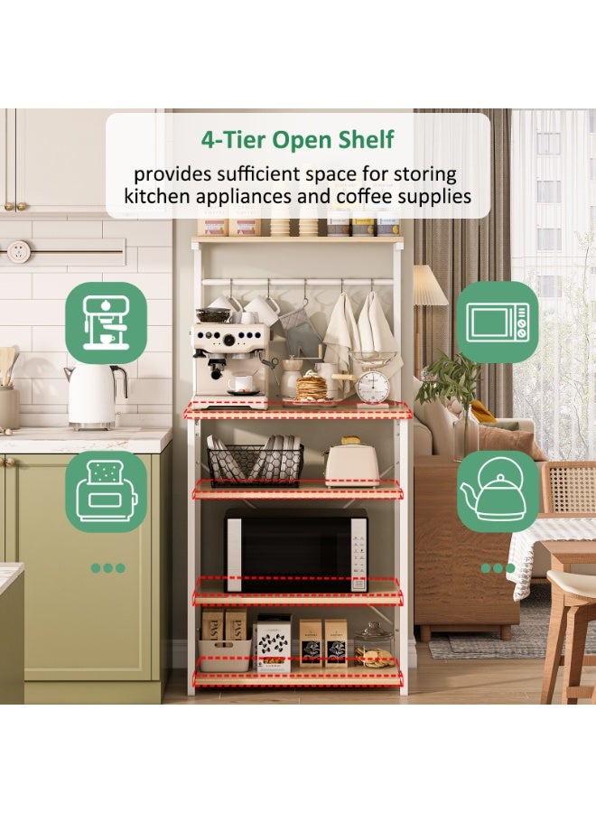 Canadel 4-Tier Kitchen Storage Rack with Adjustable Shelf, Coffee Corner Station & Microwave Stand, Multi-Purpose Baker Rack with 5 Hooks X-Shaped Crossbar for Home Kitchen Organization - Image 3